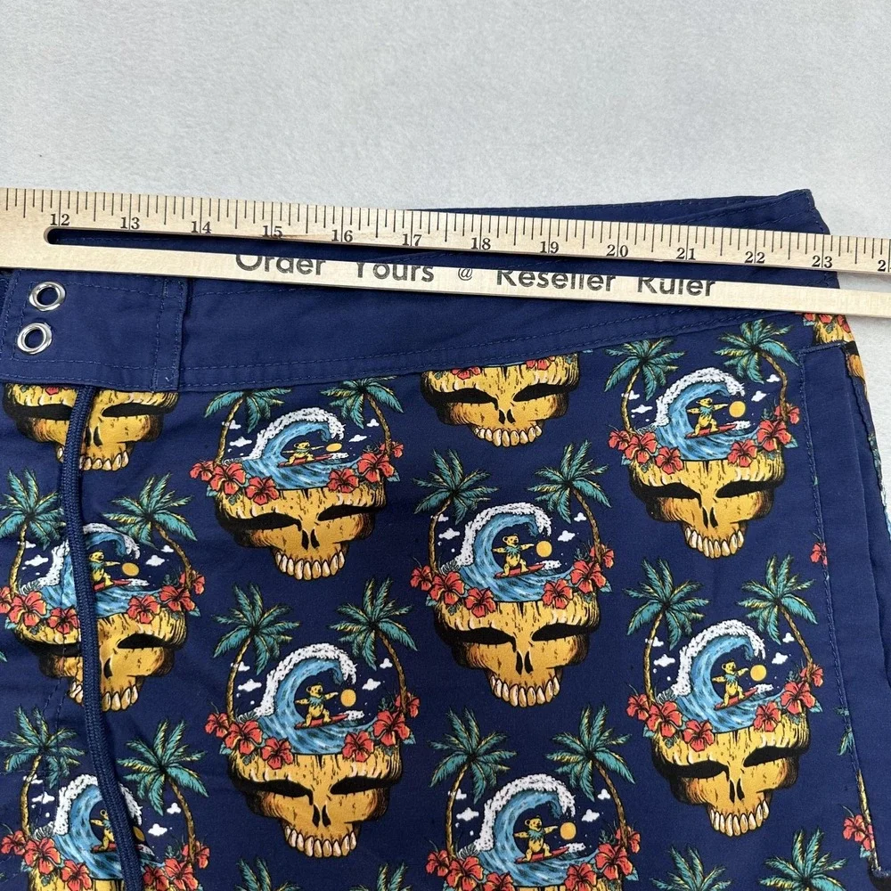 Section 119 Grateful Dead Board Shorts Men's 44 Navy Tropical Surf‎ Bear Skull